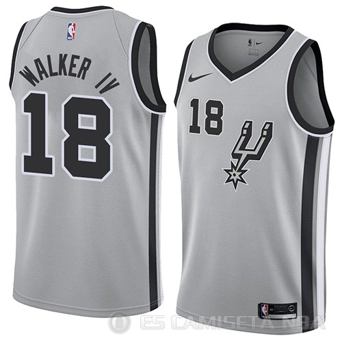 Camiseta Lonnie Walker IV #18 San Antonio Spurs Statement 2018 Gris - Haga un click en la imagen para cerrar